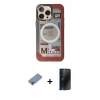 MARSİLYAN™- iPhone 13 Pro Max Kılıf Siluet Modern Koleksiyonu - Siyah 3D Antistatik Hayalet Cam Ekran Koruyucu + Gökkuşağı Shine Kamera Lens Koruma Cam