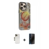 MARSİLYAN™- iPhone 13 Pro Max Kılıf Siluet Modern Koleksiyonu - Siyah 3D Antistatik Hayalet Cam Ekran Koruyucu + Shine Kamera Lens - GD