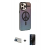MARSİLYAN™- iPhone 13 Pro Max Kılıf Siluet Modern Koleksiyonu - Siyah 3D Antistatik Hayalet Cam Ekran Koruyucu + Rainbow Kamera Lens Koruma Cam - MI
