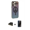 MARSİLYAN™- iPhone 13 Pro Max Kılıf Siluet Modern Koleksiyonu - Siyah 3D Antistatik Hayalet Cam Ekran Koruyucu + Raze Metal Kamera Lens - GD