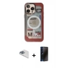 MARSİLYAN™- iPhone 13 Pro Max Kılıf Siluet Modern Koleksiyonu - Siyah 3D Antistatik Hayalet Cam Ekran Koruyucu + Pers Alüminyum Kamera Lens - SABE