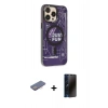 MARSİLYAN™- iPhone 13 Pro Max Kılıf Siluet Modern Koleksiyonu - Siyah 3D Antistatik Hayalet Cam Ekran Koruyucu + Renkli Kamera Lens Koruma Cam - PE