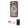 MARSİLYAN™- iPhone 13 Pro Max Kılıf Siluet Modern Koleksiyonu - Siyah 3D Antistatik Hayalet Cam Ekran Koruyucu + Pers Alüminyum Kamera Lens - GD