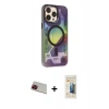 MARSİLYAN™- iPhone 13 Pro Max Kılıf Siluet Modern Koleksiyonu - Siyah 6D Mat Seramik Hayalet Nano Ekran Koruyucu + Rainbow Kamera Lens Koruma Cam - KI