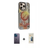 MARSİLYAN™- iPhone 13 Pro Max Kılıf Siluet Modern Koleksiyonu - Siyah 6D Mat Seramik Hayalet Nano Ekran Koruyucu + Neon Fosforlu Kamera Lens - MI