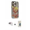 MARSİLYAN™- iPhone 13 Pro Max Kılıf Siluet Modern Koleksiyonu - Siyah 6D Mat Seramik Hayalet Nano Ekran Koruyucu + Pers Alüminyum Kamera Lens - GI