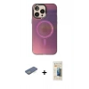 MARSİLYAN™- iPhone 13 Pro Max Kılıf Siluet Modern Koleksiyonu - Siyah 6D Mat Seramik Hayalet Nano Ekran Koruyucu + Renkli Kamera Lens Koruma Cam - YL