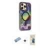 MARSİLYAN™- iPhone 13 Pro Max Kılıf Siluet Modern Koleksiyonu - Siyah 6D Mat Seramik Hayalet Nano Ekran Koruyucu + Shine Kamera Lens Koruma Cam - MI