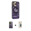 MARSİLYAN™- iPhone 13 Pro Max Kılıf Siluet Modern Koleksiyonu - Siyah 6D Mat Seramik Hayalet Nano Ekran Koruyucu + Neon Fosforlu Kamera Lens - YL