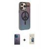 MARSİLYAN™- iPhone 13 Pro Max Kılıf Siluet Modern Koleksiyonu - Siyah 6D Mat Seramik Hayalet Nano Ekran Koruyucu + Neon Fosforlu Kamera Lens - MI