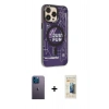 MARSİLYAN™- iPhone 13 Pro Max Kılıf Siluet Modern Koleksiyonu - Siyah 6D Mat Seramik Hayalet Nano Ekran Koruyucu + Neon Fosforlu Kamera Lens - MI