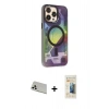 MARSİLYAN™- iPhone 13 Pro Max Kılıf Siluet Modern Koleksiyonu - Siyah 6D Mat Seramik Hayalet Nano Ekran Koruyucu + Rainbow Kamera Lens Koruma Cam - BZ