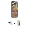 MARSİLYAN™- iPhone 13 Pro Max Kılıf Siluet Modern Koleksiyonu - Siyah 6D Mat Seramik Hayalet Nano Ekran Koruyucu + Lacivert Pers Alüminyum Kamera Lens