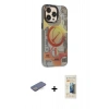 MARSİLYAN™- iPhone 13 Pro Max Kılıf Siluet Modern Koleksiyonu - Siyah 6D Mat Seramik Hayalet Nano Ekran Koruyucu + Renkli Kamera Lens Koruma Cam - MI