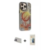 MARSİLYAN™- iPhone 13 Pro Max Kılıf Siluet Modern Koleksiyonu - Siyah 6D Mat Seramik Hayalet Nano Ekran Koruyucu + Mor Rainbow Kamera Lens Koruma Cam