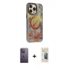 MARSİLYAN™- iPhone 13 Pro Max Kılıf Siluet Modern Koleksiyonu - Siyah 6D Mat Seramik Hayalet Nano Ekran Koruyucu + Neon Fosforlu Kamera Lens - BZ