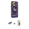 MARSİLYAN™- iPhone 13 Pro Max Kılıf Siluet Modern Koleksiyonu - Siyah 6D Mat Seramik Hayalet Nano Ekran Koruyucu + Turuncu Renkli Kamera Lens Koruma Cam