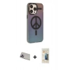 MARSİLYAN™- iPhone 13 Pro Max Kılıf Siluet Modern Koleksiyonu - Siyah 6D Mat Seramik Hayalet Nano Ekran Koruyucu + Mor Rainbow Kamera Lens Koruma Cam