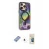 MARSİLYAN™- iPhone 13 Pro Max Kılıf Siluet Modern Koleksiyonu - Siyah 6D Mat Seramik Hayalet Nano Ekran Koruyucu + Metal Kamera Lens Koruma Cam - KUYL