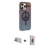 MARSİLYAN™- iPhone 13 Pro Max Kılıf Siluet Modern Koleksiyonu - Siyah Bilvis 3D Cam Ekran Koruyucu + Rainbow Kamera Lens Koruma Cam - BZ