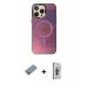 MARSİLYAN™- iPhone 13 Pro Max Kılıf Siluet Modern Koleksiyonu - Siyah Bilvis 3D Cam Ekran Koruyucu + Shine Kamera Lens Koruma Cam - GI