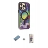 MARSİLYAN™- iPhone 13 Pro Max Kılıf Siluet Modern Koleksiyonu - Siyah Bilvis 3D Cam Ekran Koruyucu + Shine Kamera Lens Koruma Cam - GI