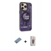 MARSİLYAN™- iPhone 13 Pro Max Kılıf Siluet Modern Koleksiyonu - Siyah Bilvis 3D Cam Ekran Koruyucu + Shine Kamera Lens Koruma Cam - GI