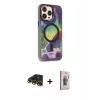MARSİLYAN™- iPhone 13 Pro Max Kılıf Siluet Modern Koleksiyonu - Siyah Bilvis 3D Cam Ekran Koruyucu + Raze Metal Kamera Lens - GD