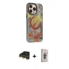 MARSİLYAN™- iPhone 13 Pro Max Kılıf Siluet Modern Koleksiyonu - Siyah Bilvis 3D Cam Ekran Koruyucu + Raze Metal Kamera Lens - GD