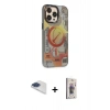 MARSİLYAN™- iPhone 13 Pro Max Kılıf Siluet Modern Koleksiyonu - Siyah Bilvis 3D Cam Ekran Koruyucu + Pers Alüminyum Kamera Lens - LT