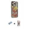 MARSİLYAN™- iPhone 13 Pro Max Kılıf Siluet Modern Koleksiyonu - Siyah Bilvis 3D Cam Ekran Koruyucu + Mavi Shine Kamera Lens Koruma Cam