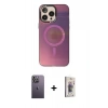 MARSİLYAN™- iPhone 13 Pro Max Kılıf Siluet Modern Koleksiyonu - Siyah Bilvis 3D Cam Ekran Koruyucu + Neon Fosforlu Kamera Lens - BZ