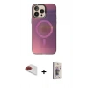 MARSİLYAN™- iPhone 13 Pro Max Kılıf Siluet Modern Koleksiyonu - Siyah Bilvis 3D Cam Ekran Koruyucu + Pers Alüminyum Kamera Lens - KI