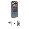 MARSİLYAN™- iPhone 13 Pro Max Kılıf Siluet Modern Koleksiyonu - Siyah Bilvis 3D Cam Ekran Koruyucu + Pers Alüminyum Kamera Lens - GD