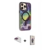 MARSİLYAN™- iPhone 13 Pro Max Kılıf Siluet Modern Koleksiyonu - Siyah Bilvis 3D Cam Ekran Koruyucu + Pers Alüminyum Kamera Lens - GI