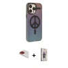 MARSİLYAN™- iPhone 13 Pro Max Kılıf Siluet Modern Koleksiyonu - Siyah Bilvis 3D Cam Ekran Koruyucu + Pers Alüminyum Kamera Lens - KI