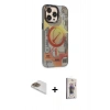 MARSİLYAN™- iPhone 13 Pro Max Kılıf Siluet Modern Koleksiyonu - Siyah Bilvis 3D Cam Ekran Koruyucu + Pers Alüminyum Kamera Lens - GD