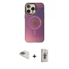 MARSİLYAN™- iPhone 13 Pro Max Kılıf Siluet Modern Koleksiyonu - Siyah Bilvis 3D Cam Ekran Koruyucu + Pers Alüminyum Kamera Lens - GD