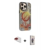 MARSİLYAN™- iPhone 13 Pro Max Kılıf Siluet Modern Koleksiyonu - Siyah Bilvis 3D Cam Ekran Koruyucu + Pers Alüminyum Kamera Lens - KI