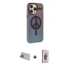 MARSİLYAN™- iPhone 13 Pro Max Kılıf Siluet Modern Koleksiyonu - Siyah Bilvis 3D Cam Ekran Koruyucu + Rainbow Kamera Lens Koruma Cam - REGD