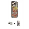 MARSİLYAN™- iPhone 13 Pro Max Kılıf Siluet Modern Koleksiyonu - Siyah Bilvis 3D Cam Ekran Koruyucu + Rainbow Kamera Lens Koruma Cam - REGD