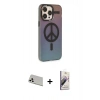MARSİLYAN™- iPhone 13 Pro Max Kılıf Siluet Modern Koleksiyonu - Siyah Bilvis 3D Mat Cam Ekran Koruyucu + Beyaz Rainbow Kamera Lens Koruma Cam