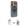 MARSİLYAN™- iPhone 13 Pro Max Kılıf Siluet Modern Koleksiyonu - Siyah Bilvis 3D Mat Cam Ekran Koruyucu + Shine Kamera Lens - GD