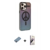 MARSİLYAN™- iPhone 13 Pro Max Kılıf Siluet Modern Koleksiyonu - Siyah Bilvis 3D Mat Cam Ekran Koruyucu + Shine Kamera Lens Koruma Cam - GI