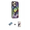 MARSİLYAN™- iPhone 13 Pro Max Kılıf Siluet Modern Koleksiyonu - Siyah Bilvis 3D Mat Cam Ekran Koruyucu + Shine Kamera Lens Koruma Cam - GI