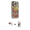 MARSİLYAN™- iPhone 13 Pro Max Kılıf Siluet Modern Koleksiyonu - Siyah Bilvis 3D Mat Cam Ekran Koruyucu + Kırmızı Pers Alüminyum Kamera Lens