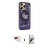 MARSİLYAN™- iPhone 13 Pro Max Kılıf Siluet Modern Koleksiyonu - Siyah Bilvis 3D Mat Cam Ekran Koruyucu + Kırmızı Pers Alüminyum Kamera Lens