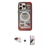 MARSİLYAN™- iPhone 13 Pro Max Kılıf Siluet Modern Koleksiyonu - Siyah Bilvis 3D Mat Cam Ekran Koruyucu + Kırmızı Pers Alüminyum Kamera Lens