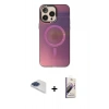 MARSİLYAN™- iPhone 13 Pro Max Kılıf Siluet Modern Koleksiyonu - Siyah Bilvis 3D Mat Cam Ekran Koruyucu + Pers Alüminyum Kamera Lens - LT