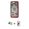 MARSİLYAN™- iPhone 13 Pro Max Kılıf Siluet Modern Koleksiyonu - Siyah Bilvis 3D Mat Cam Ekran Koruyucu + Mavi Rainbow Kamera Lens Koruma Cam